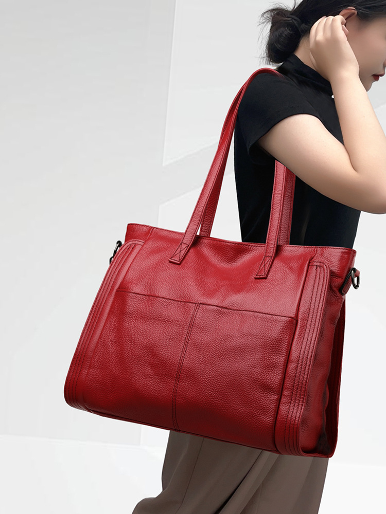 Oxblood Red Pebbled Leather Tote