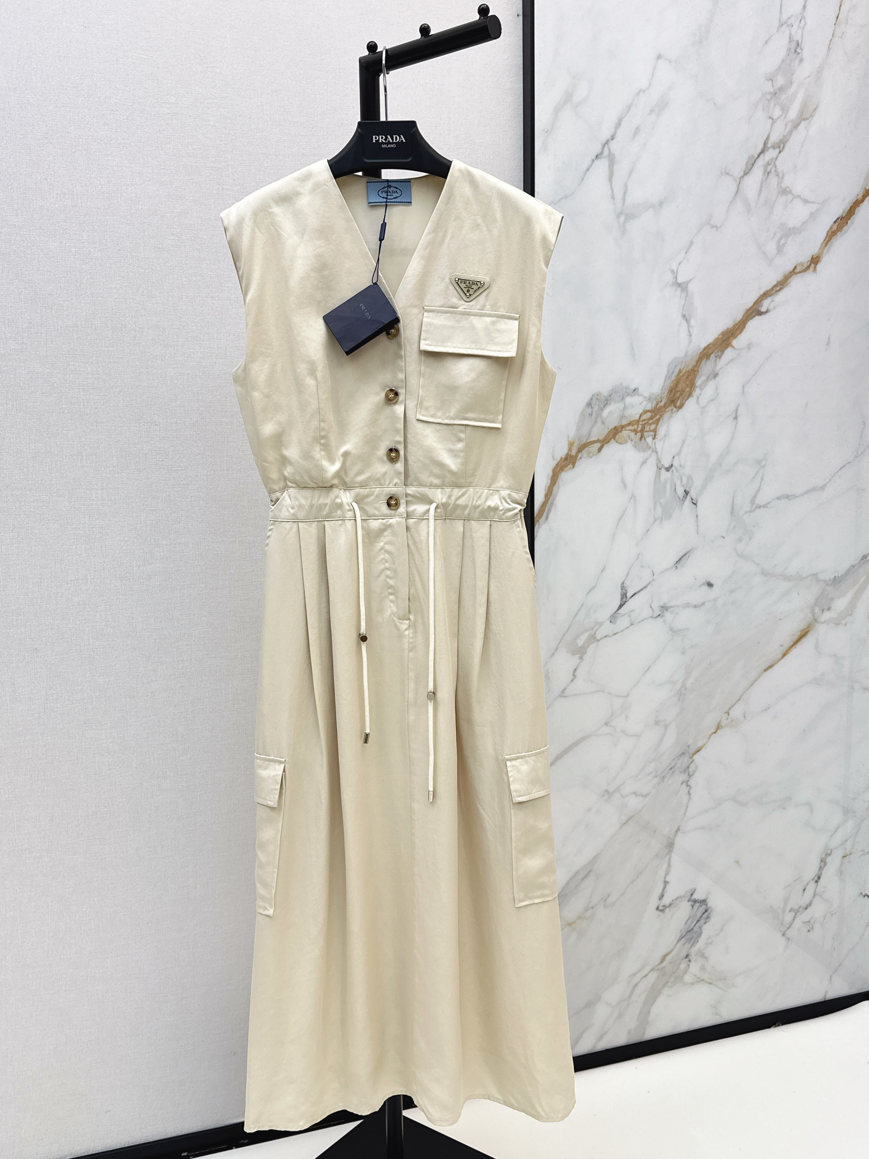 Pra New drawstring sleeveless dress