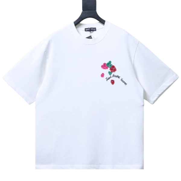 Chrome Hearts  26SS Heavyweight Floral Patch Embroidered Crew Neck T-Shirt white