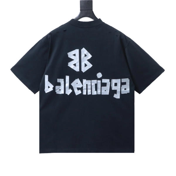 Balenciaga Clothes  25SS  American Paper Tape Short-Sleeve T-Shirt black