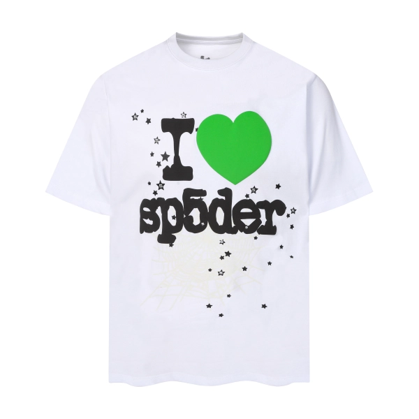 Sp5der T-Shirt T001 white  green heart