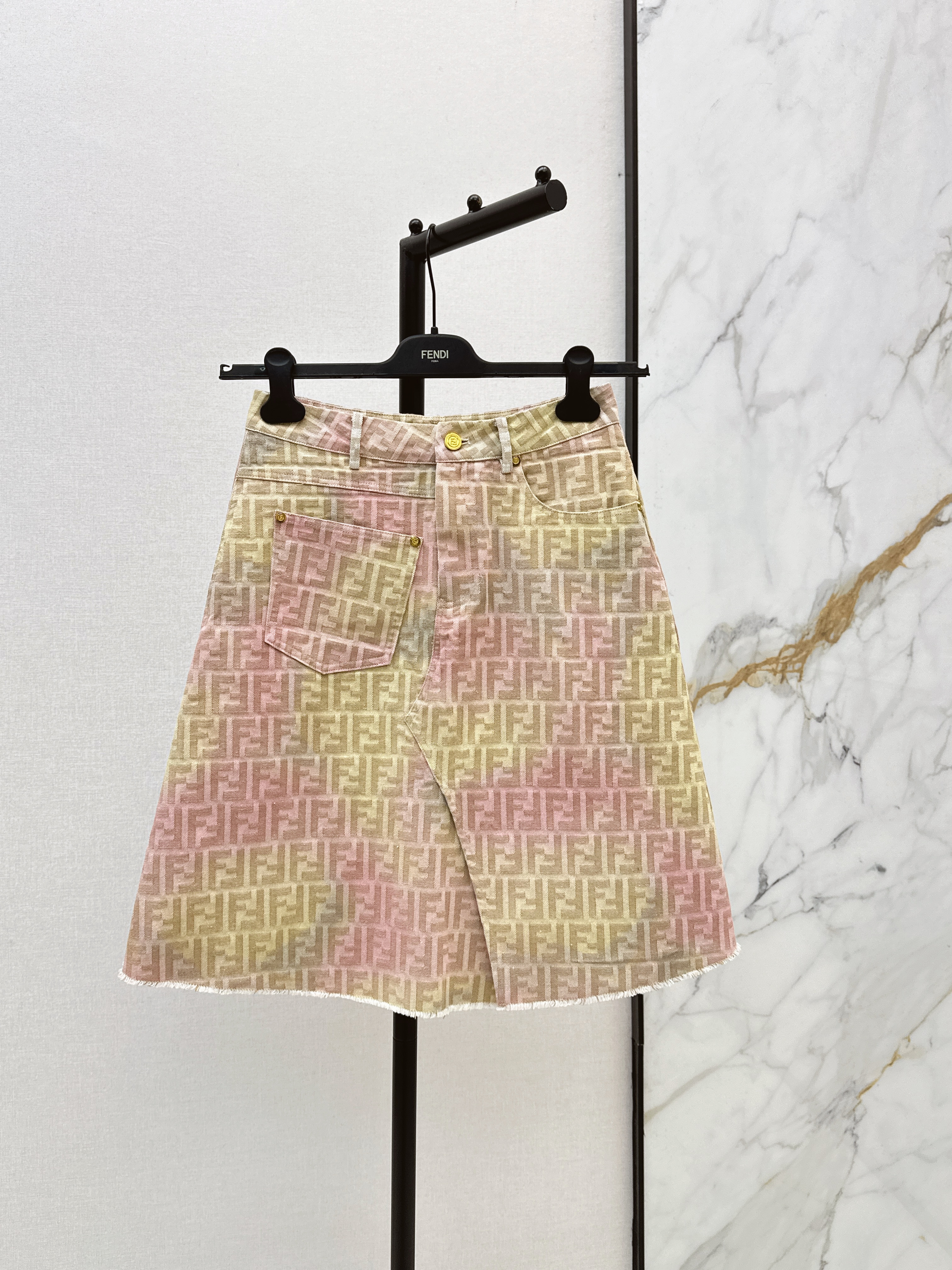 Fend New jacquard denim skirt