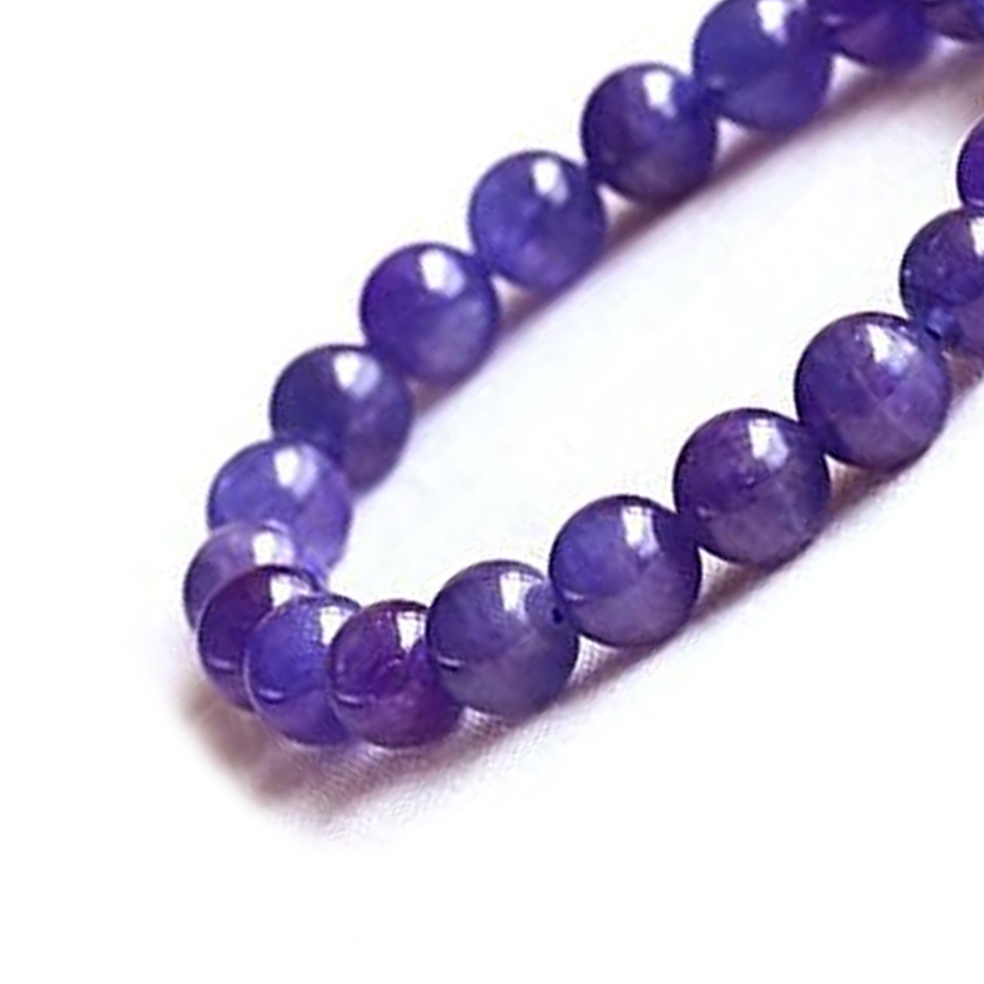 S18P-Purple Blue Tanzanite Beaded Bracelet – Natural Stone Stretch Bracelet 9mm