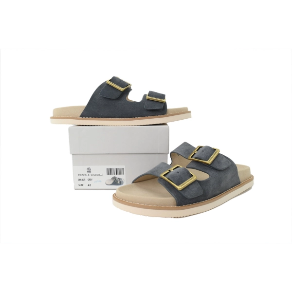 Brunello Cucinelli Suede two-strap Sandals Grey