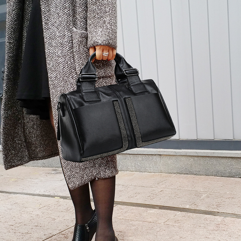 Black Pebbled Leather Doctor Satchel