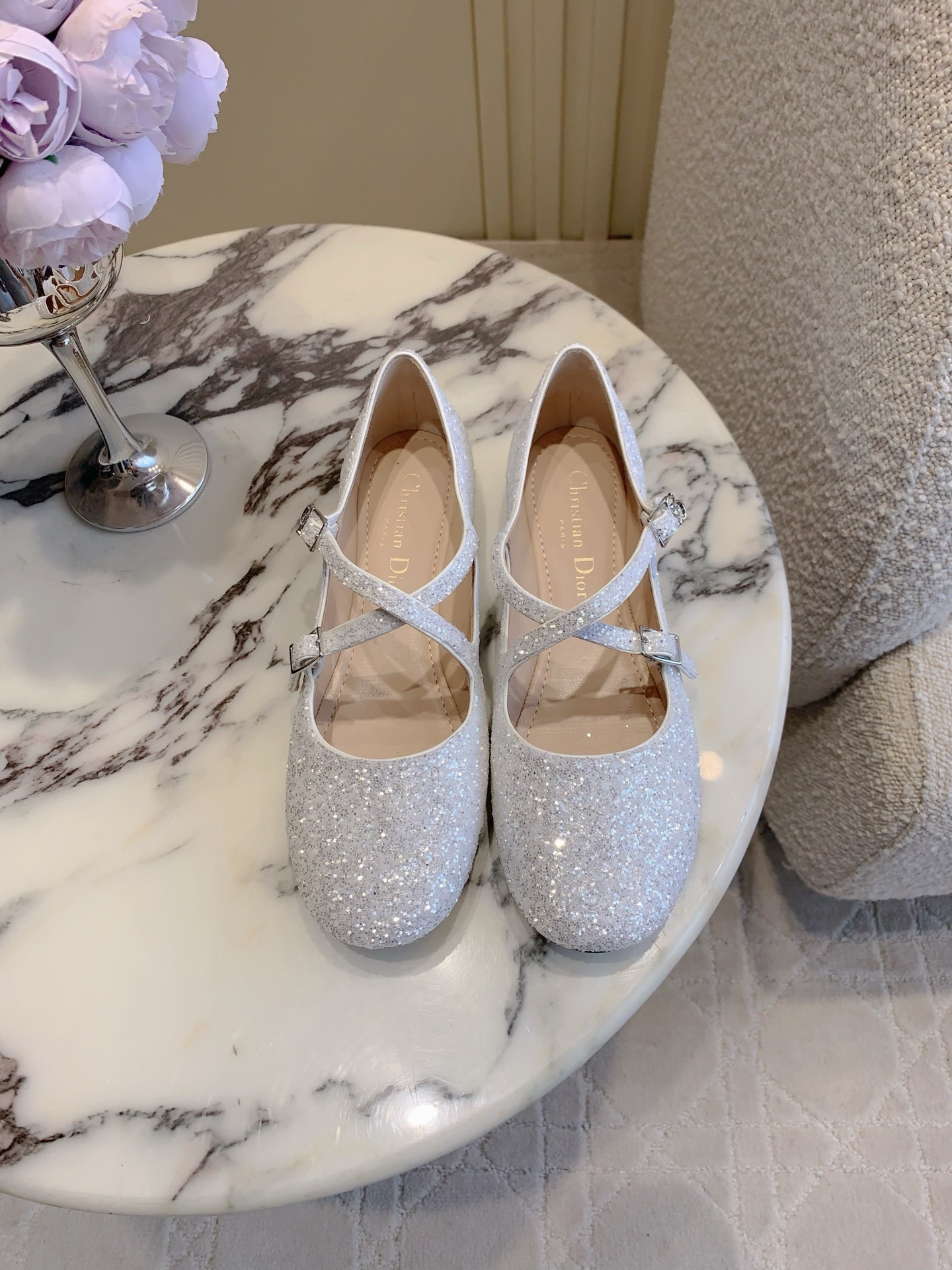CD New Cross-strap flat shoes