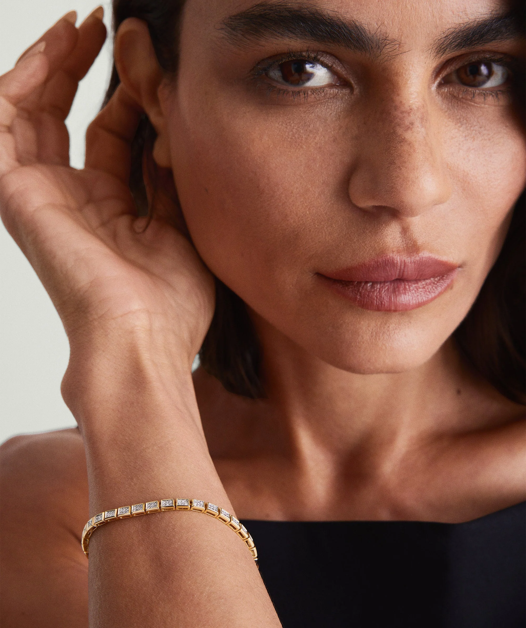 Rectangular Micro-Pavé Diamond Tennis Bracelet