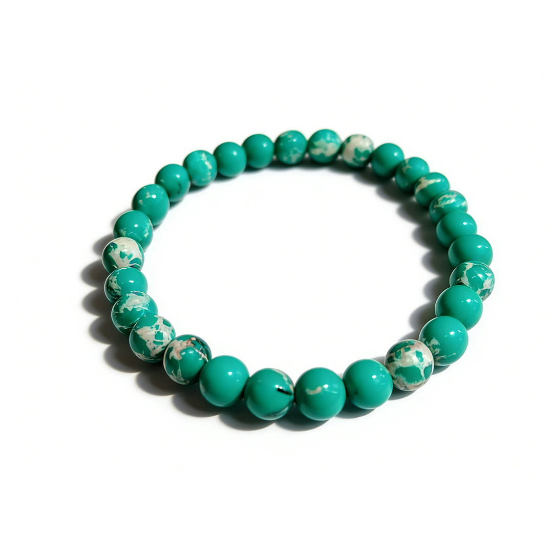 Turquoise Stone Beaded Bracelet – Natural Turquoise Style Stretch Bracelet