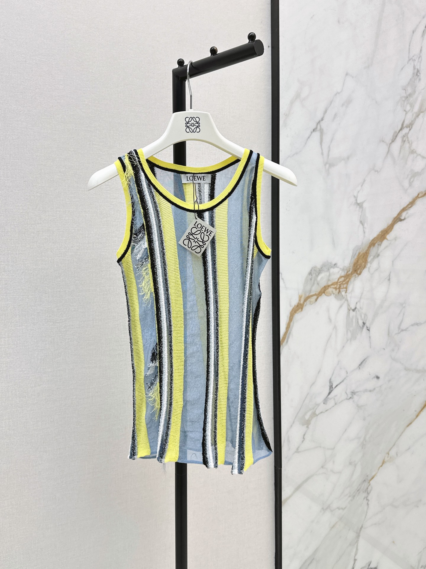 Loe New Striped Sheer Knit Vest