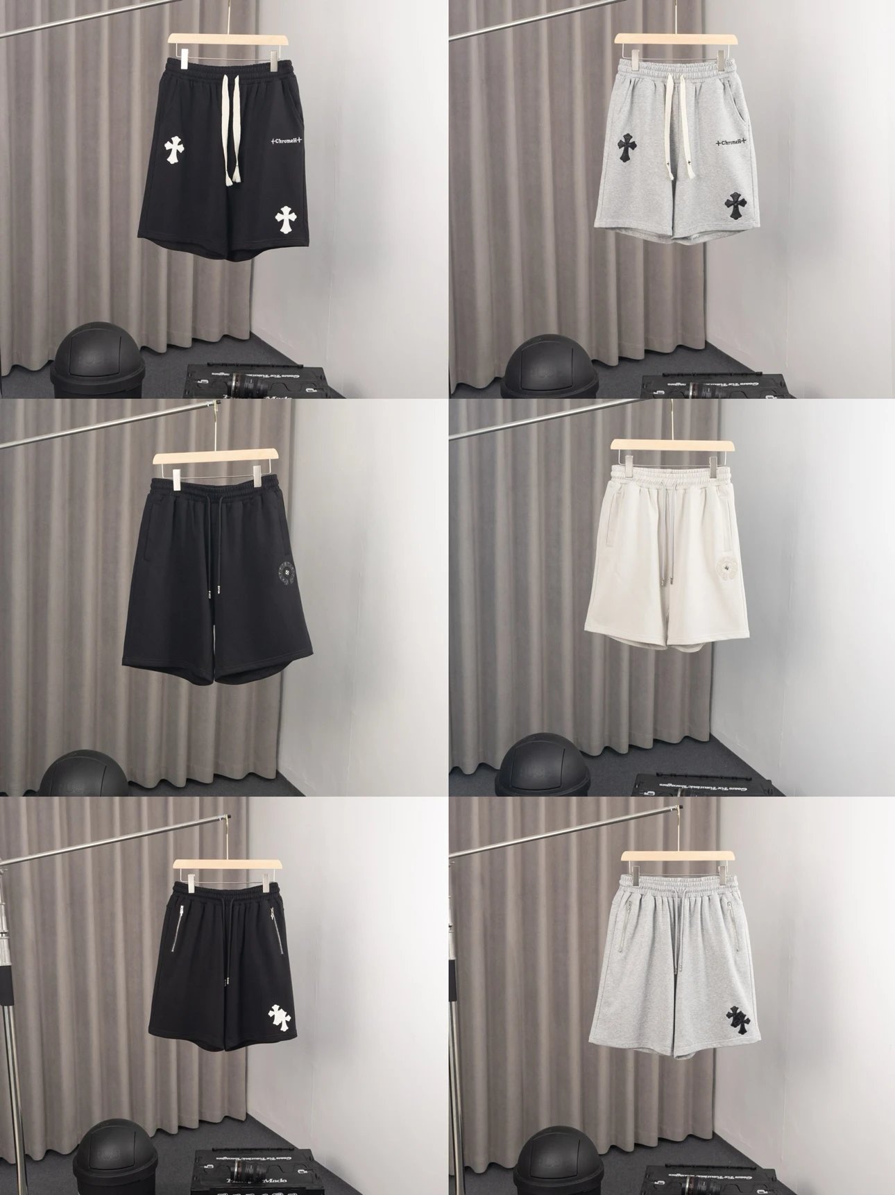 Multi-Color Chrome Hearts Cross Logo Sweat Shorts Combination Link