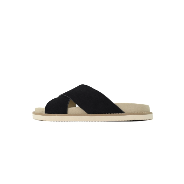 Brunello Cucinelli Suede Crisscross Slides Black