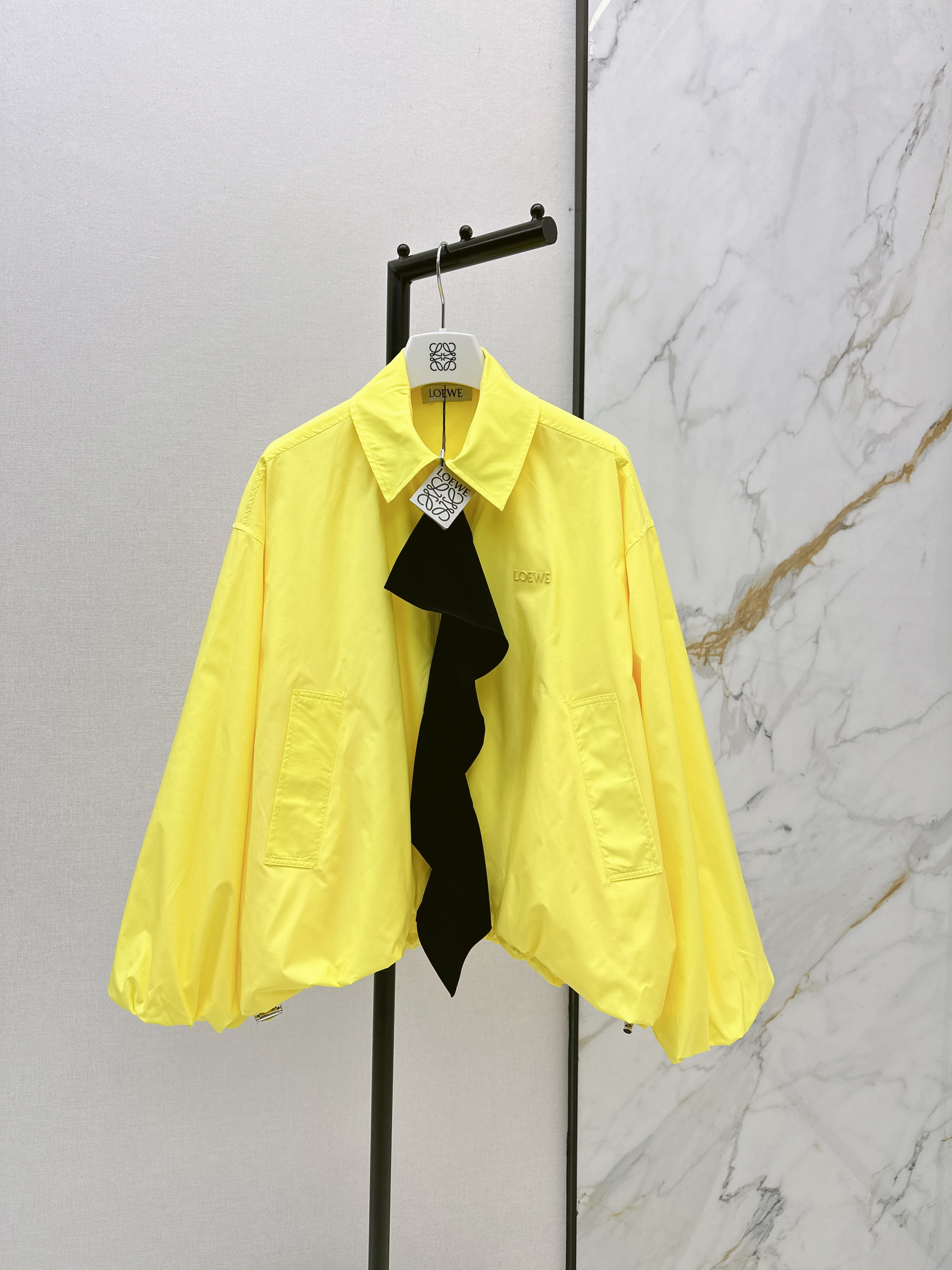 Loe New scarf-tie ballon-sleeve jacket
