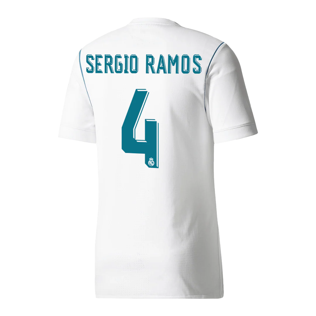 SERGIO RAMOS #4 Retro 2017/18 Real Madrid Home Soccer Jersey