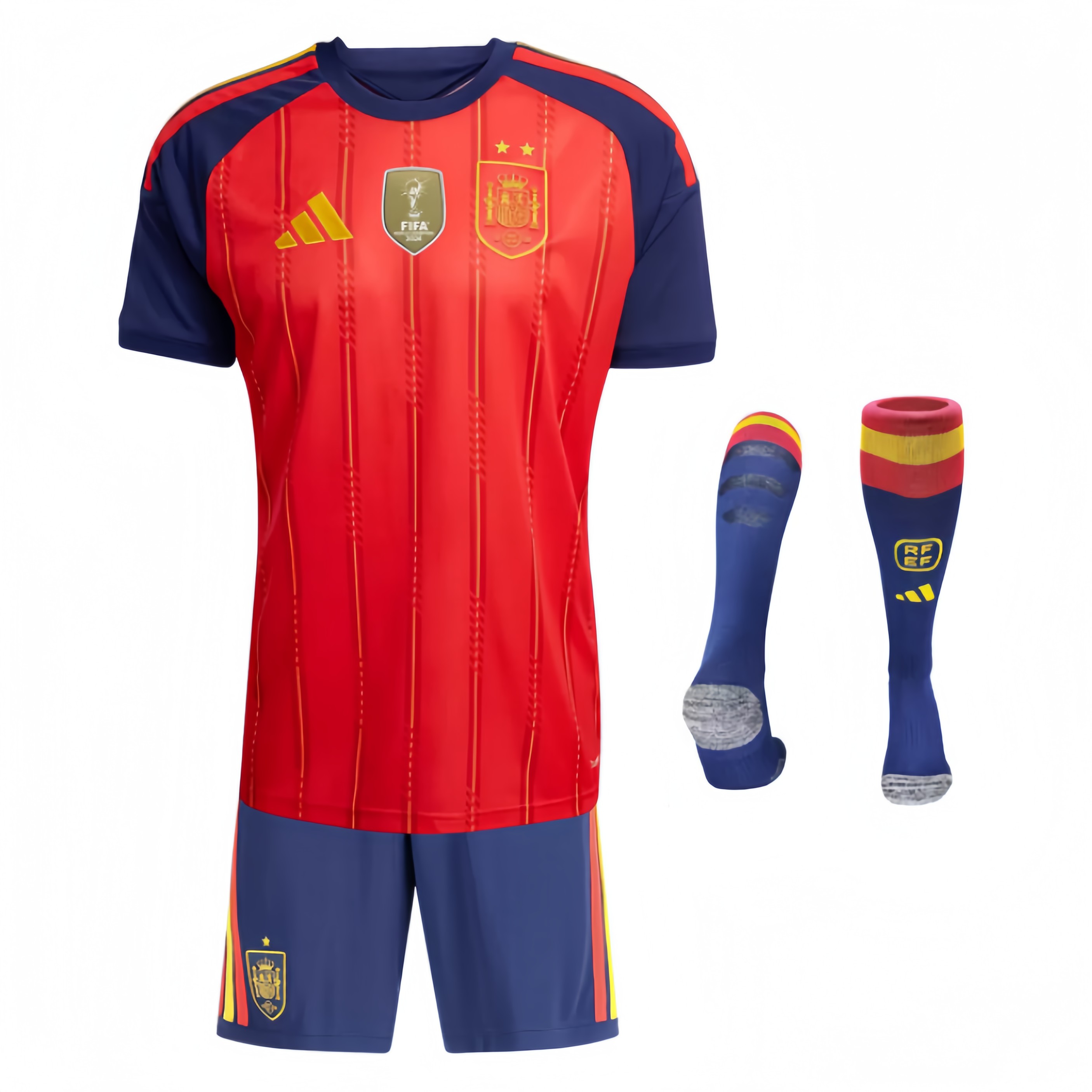2026 Spain World Cup Star Player Home Kids' Soccer Jersey Set with Socks  (Two stars) 1:1 Thai Quality