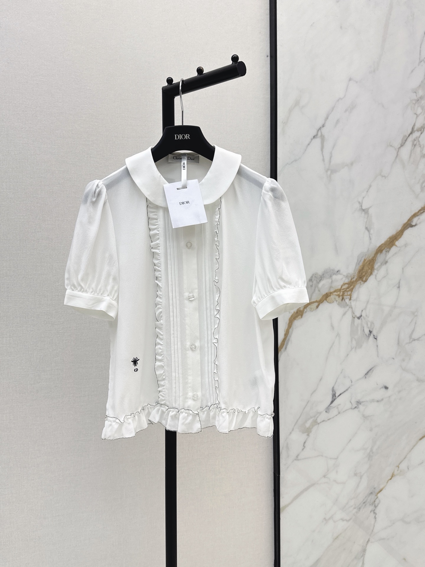 CD New Lotus Leaf Lace Silk Shirt