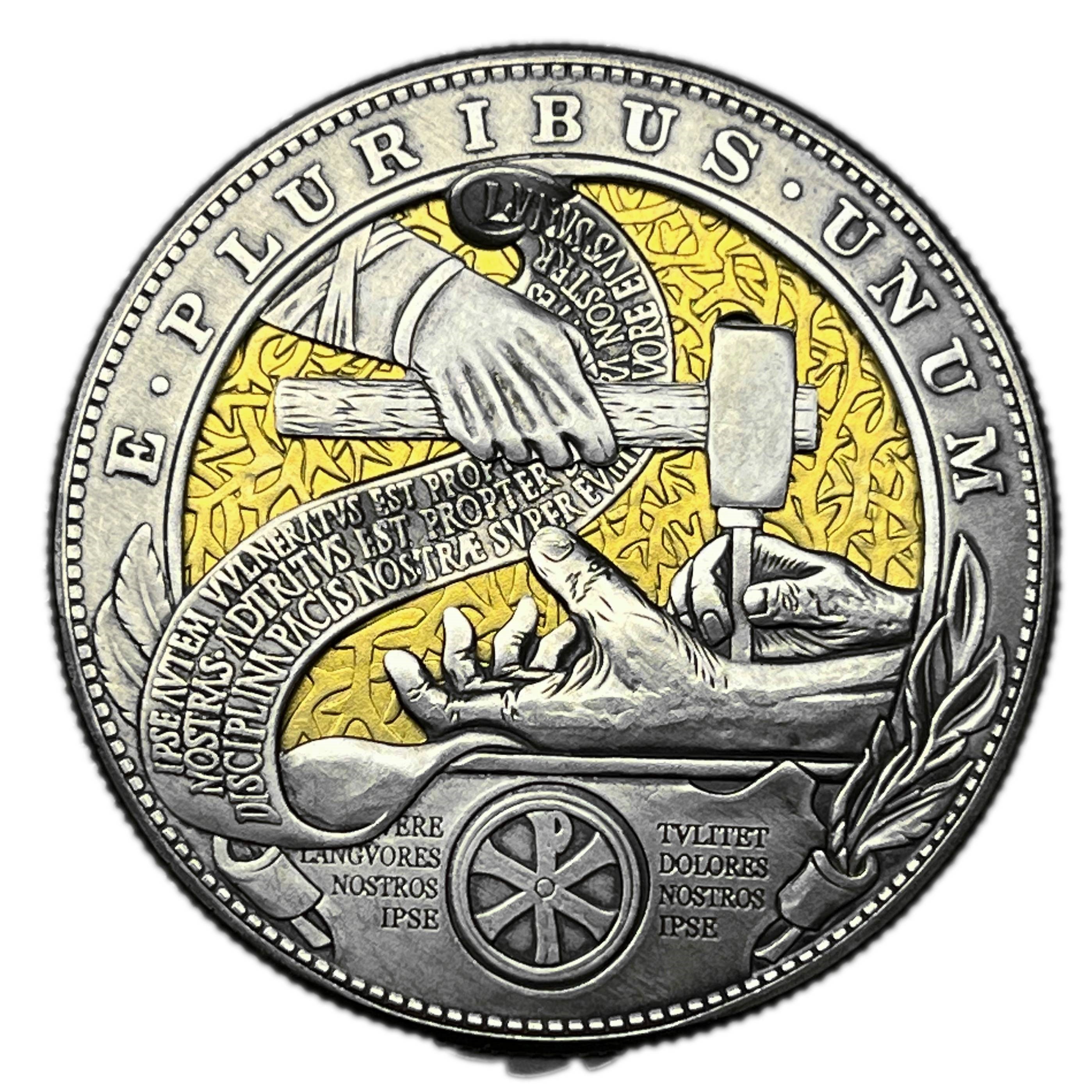 Active Mechanical Coin Holy Grail/Beating Heart Coin Mix 9pcs Roman Booteen Amazing Art Token Hobo Nickel Morgan Dollar Magic Collectible Creative Gift Handmade Commemorative Coin