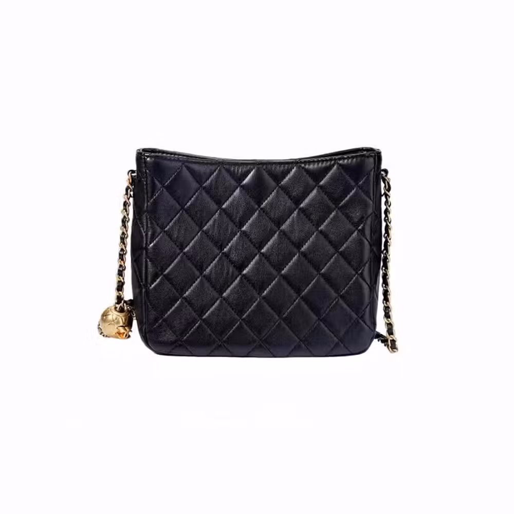 Chanel (CHANEL) Women's Bag Classic Gold Button Leather Wear Chain Black Diamond Tote Bag Tote Bag Shoulder Messenger Bag Women's Gift AS3259-B02916-94305 Length 17cm Width 9cm Height 19cm