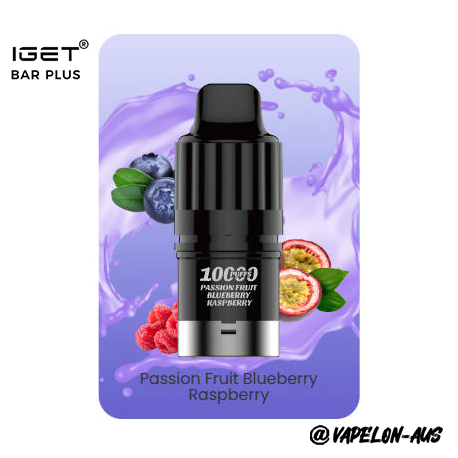 IGET BAR PLUS S3 POD 10000 Puffs - Passion Fruit Blueberry Raspberry