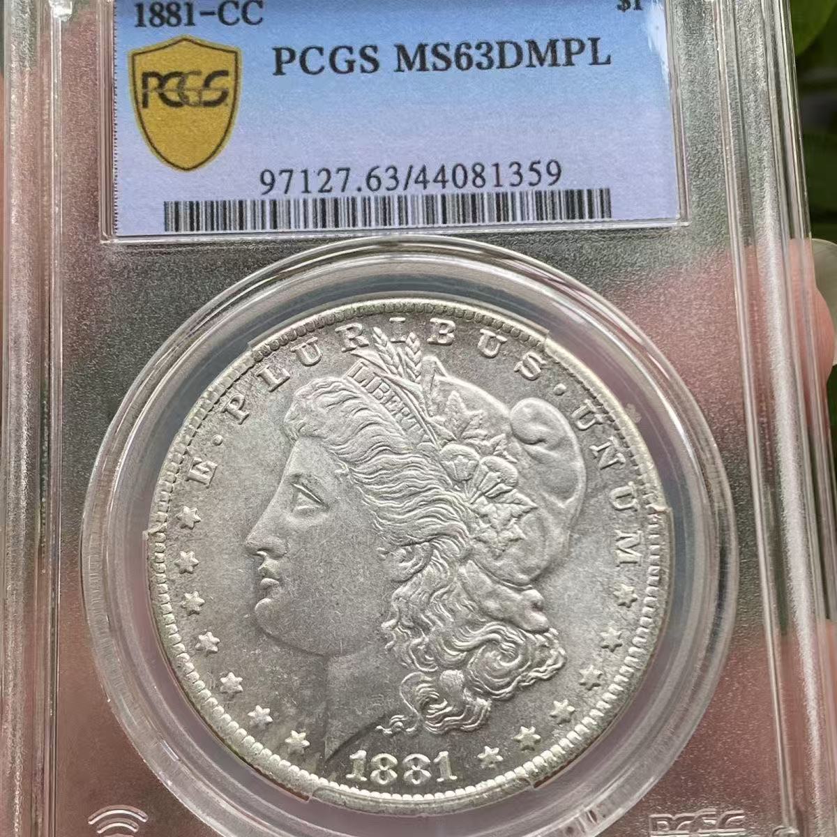US Coin PCGS 1881CC MS63 $1 Morgan Dollar Silver Coins Currency Senior Transparent Box