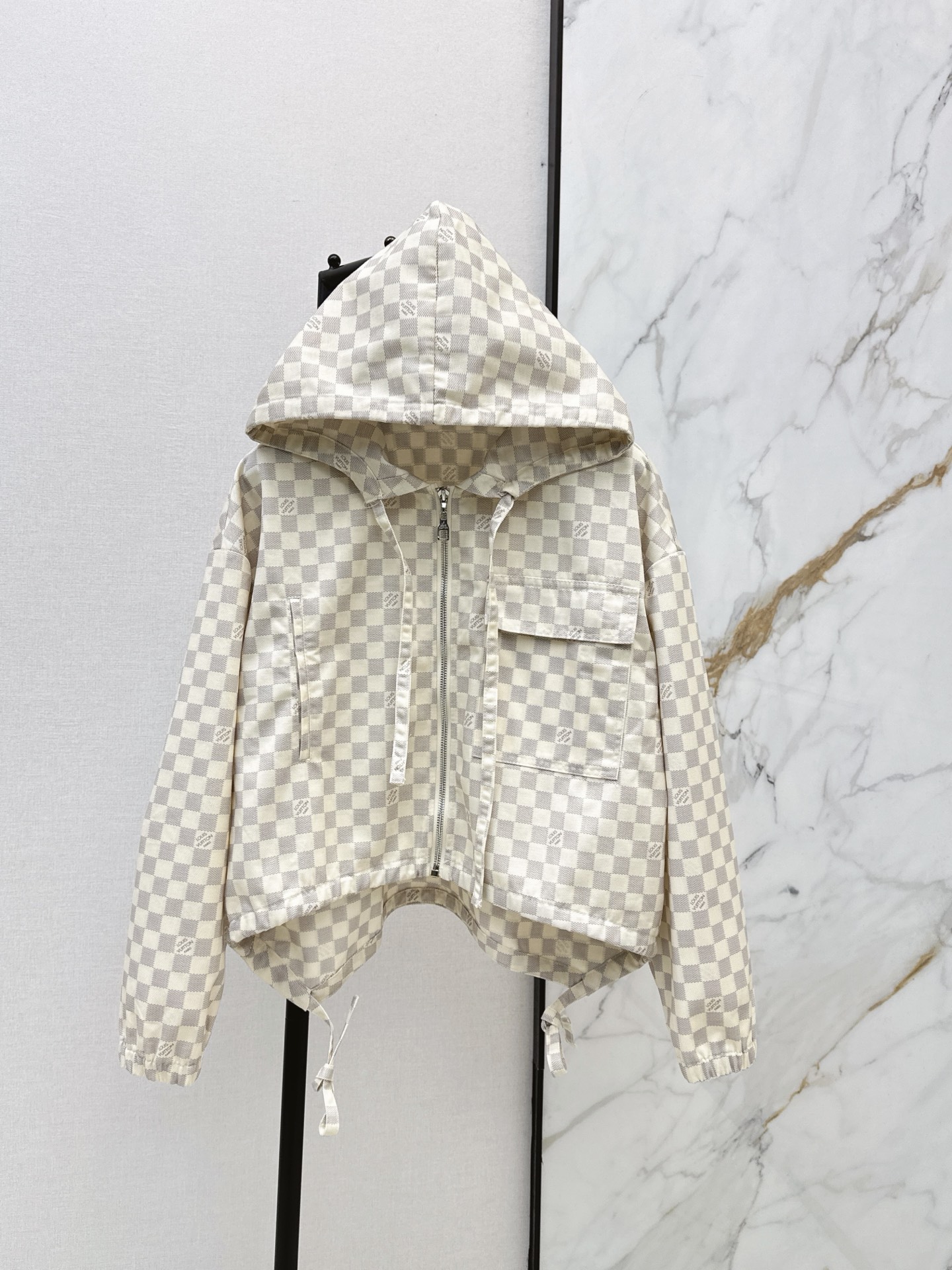 Louis New Checkered Hoodie Coat