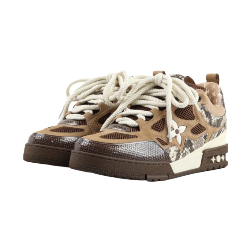 Pkkicks God Batch LOUIS VUITTON Skate Sneaker Brown Snakeskin