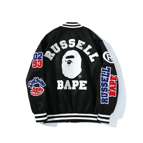 Bape x Russell College Varsity Jacket Black