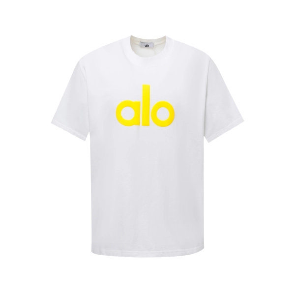 alo yoga T-shirt white（ yellow  large print）