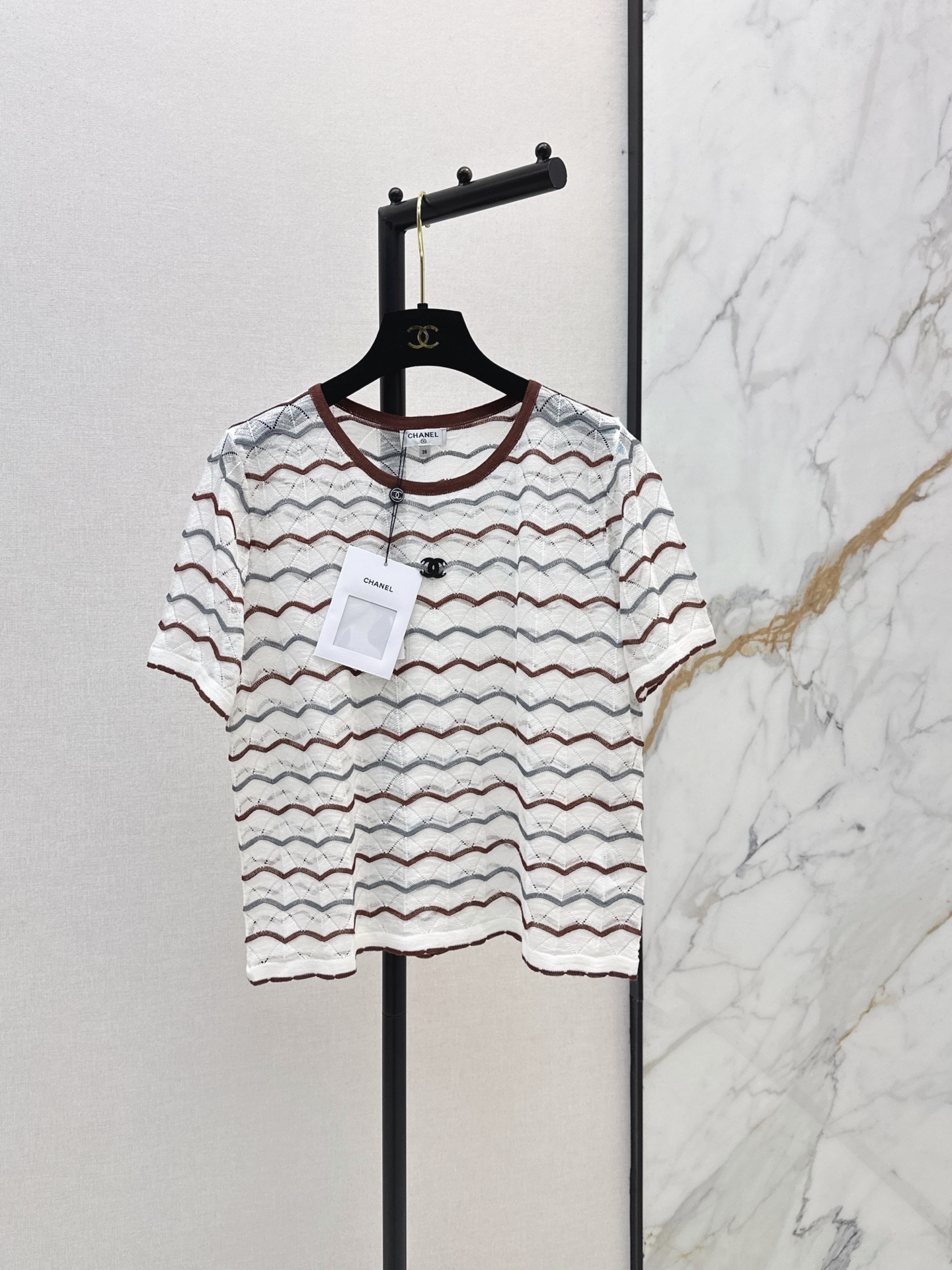Chan New Wavy Pattern Knit Short Sleeve