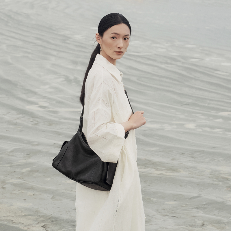 The Soft Pebbled Leather Hobo Crossbody Bag