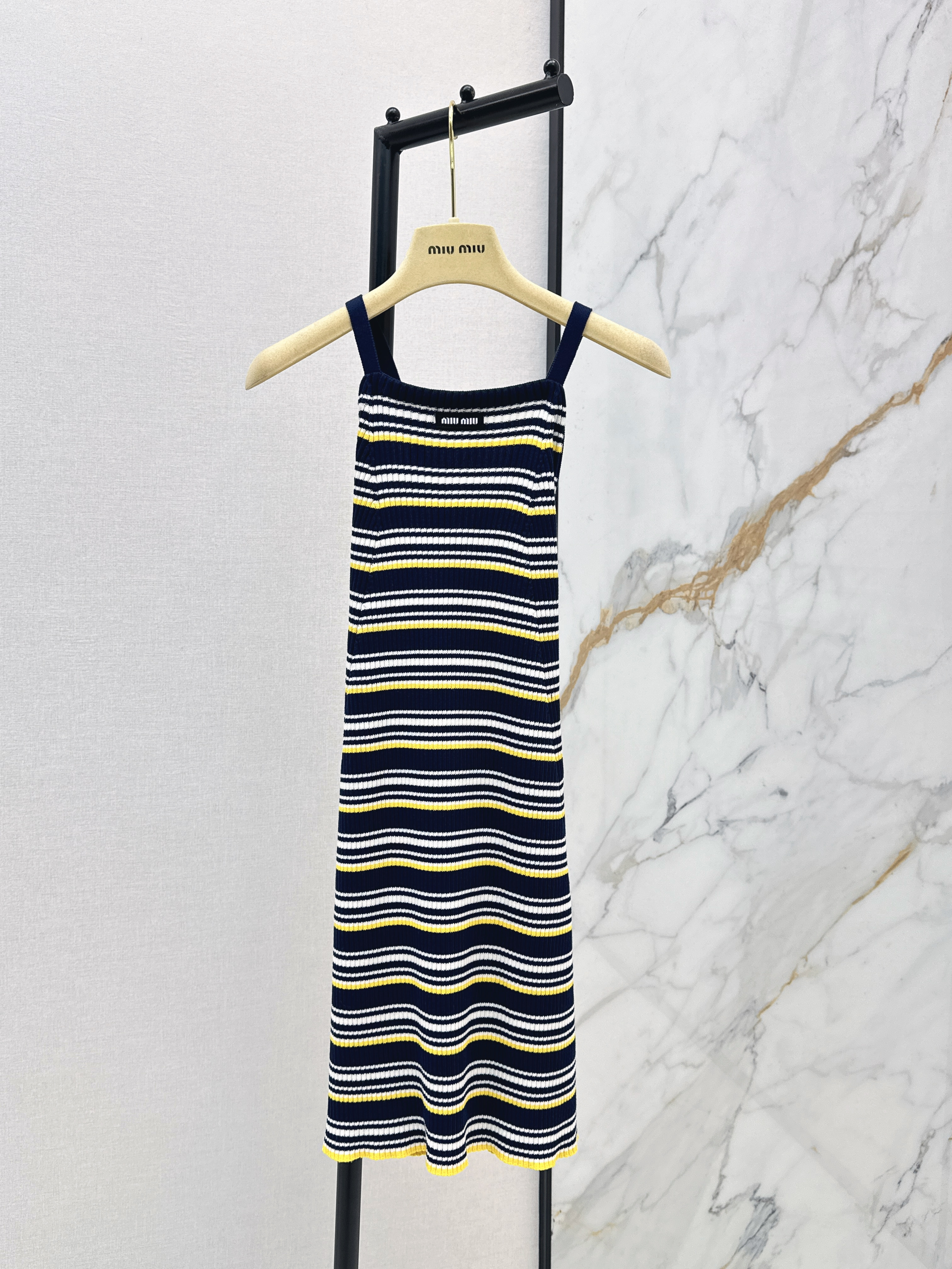 Miu New stripe knit slip dress