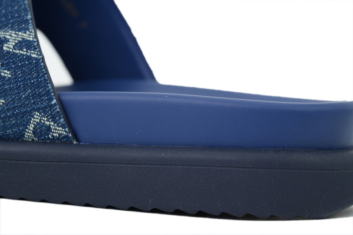 Pkkicks God Batch LOUIS VUITTON Oasis Mule Shoes Blue Denim Fabric