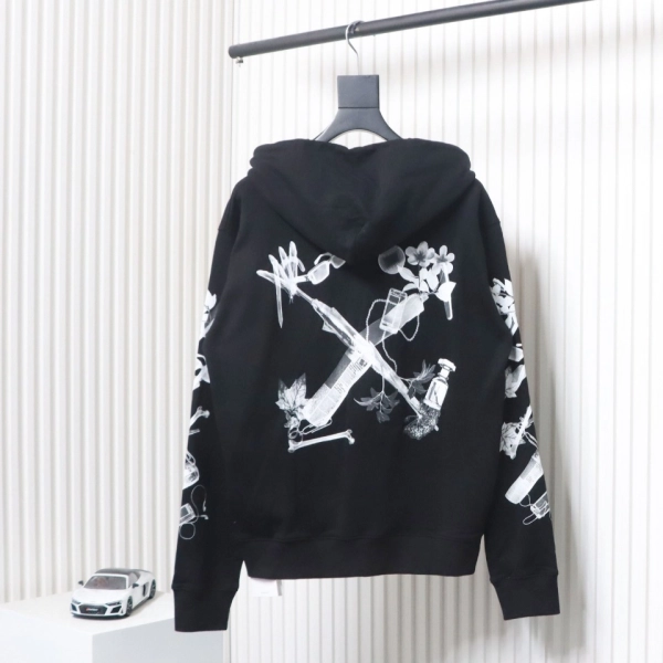 Off-white Ink-splashed arrow twill oil painting graffiti hoodie