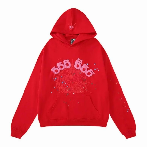 Sp5der Hoodie Red Pink555