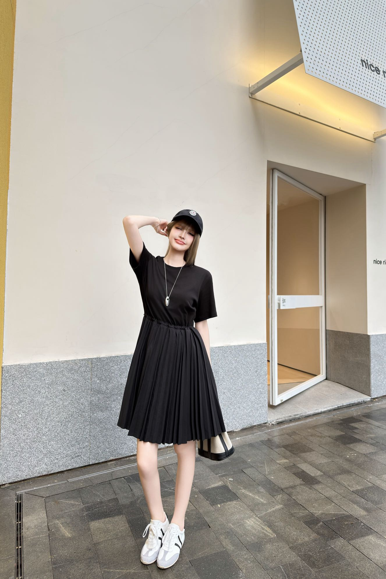 Monc New Patchwork pleated dress