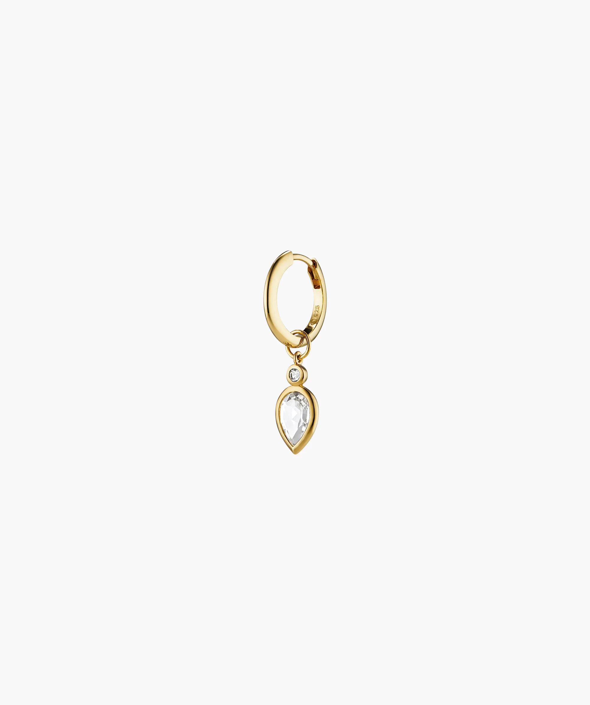 Single Pear Cut Gemstone Hoop Charm