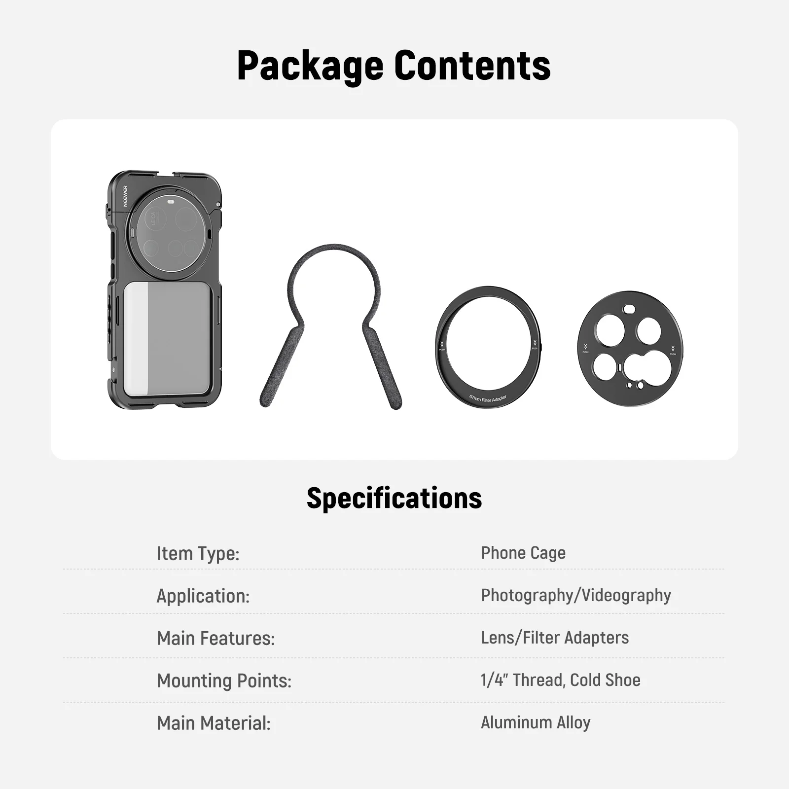 NEEWER PA091 Phone Cage Kit Compatible with Xiaomi 15 Ultra
