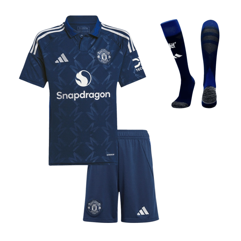 Kids Manchester United Custom Away Full Soccer Kits 2024-25