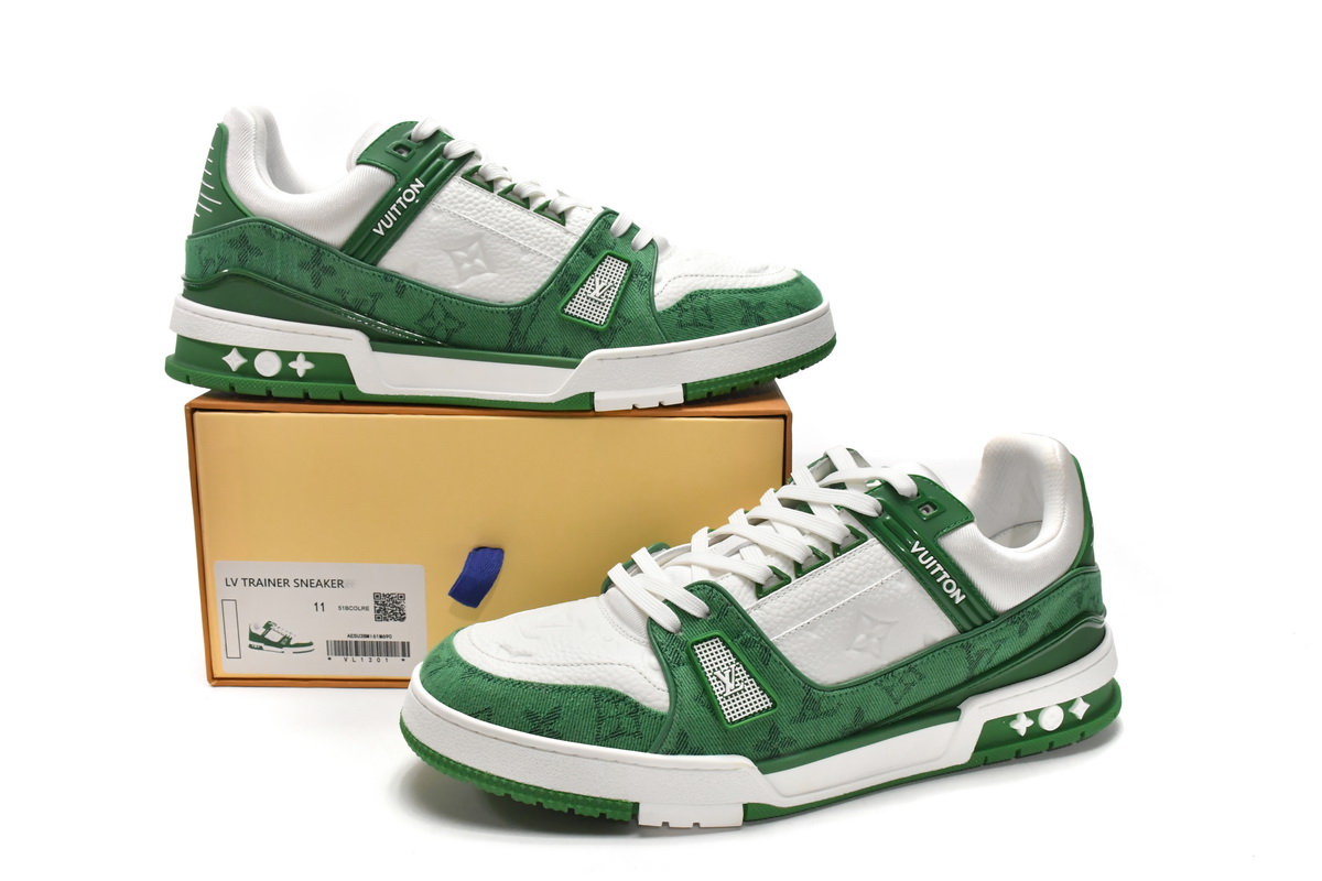 Pkkicks God Batch LOUIS VUITTON Trainer Green Cloth Surface VL1201