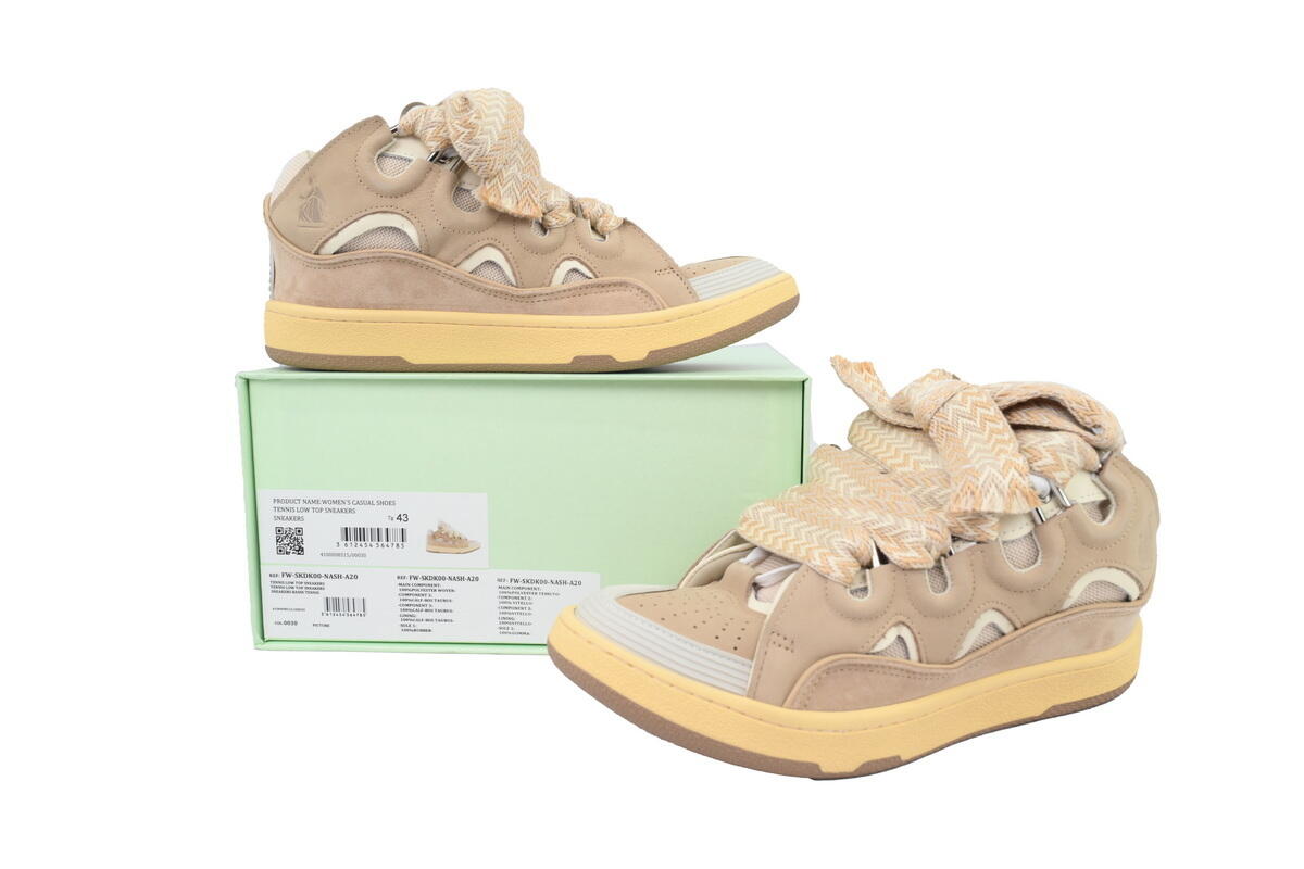 Lanvin Curb Sneakers White Brown