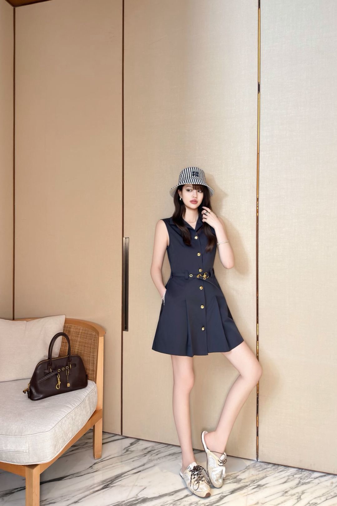 Miu New Belted Lapel Dress