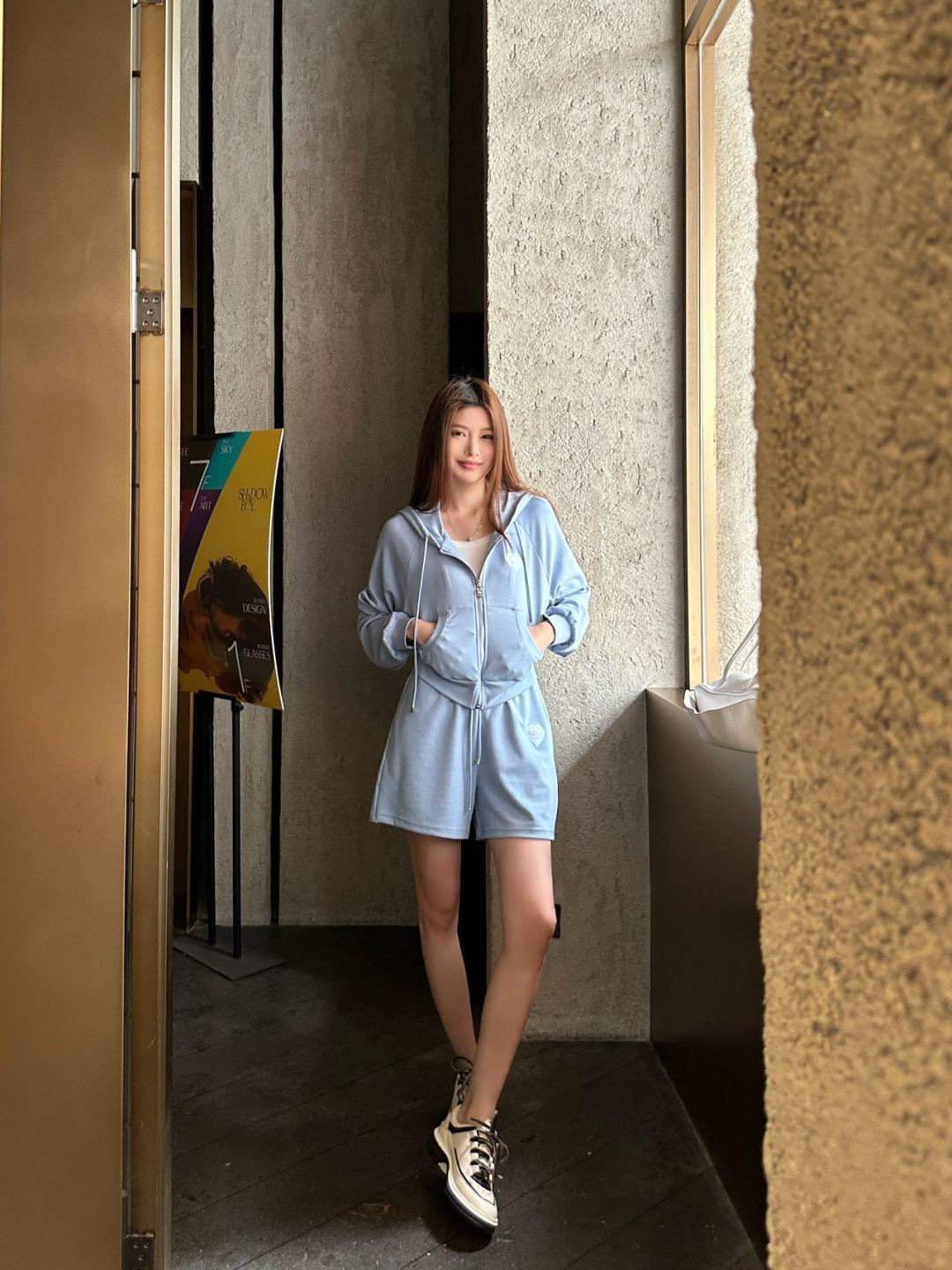 Chan New hooded jacket&short set