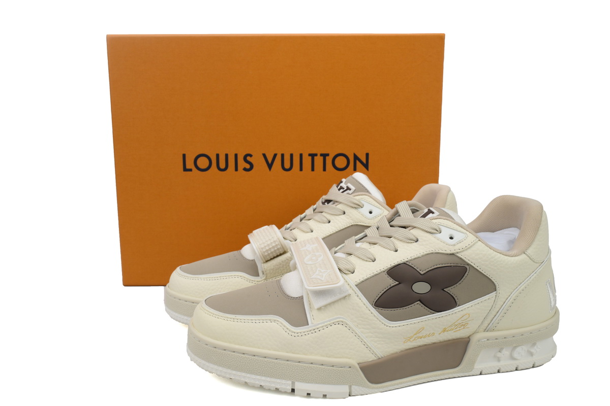 Pkkicks God Batch LOUIS VUITTON Trainer Monogram Flower Beige