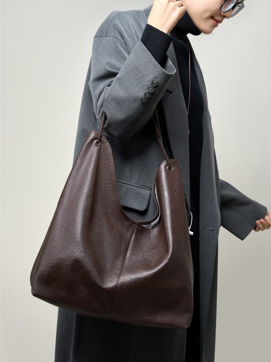 Oversized Soft Leather Hobo Bag for Women