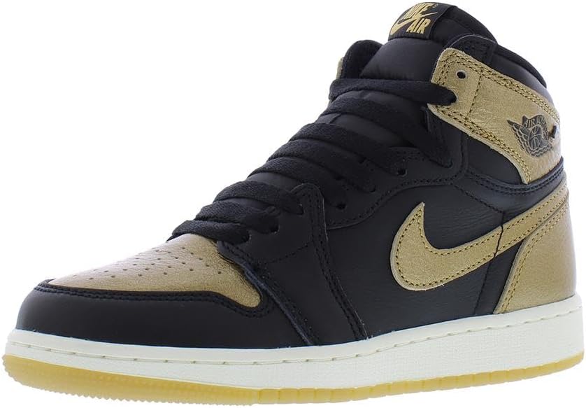 Air Jordan 1 High OG - Big Kids' Shoes (FD1437-071, Black/Sail/Metallic Gold)