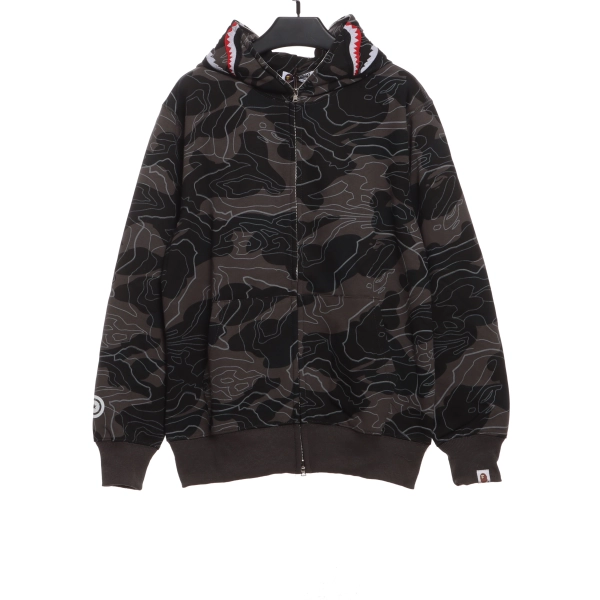 BAPE Overlay Camouflage Shark Zip Hoodie