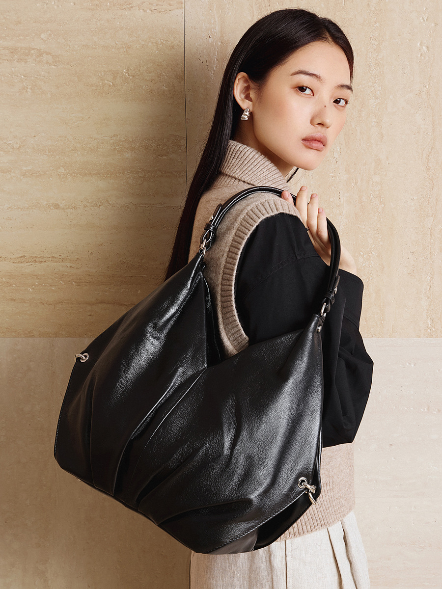 Oversized Slouchy Leather Hobo Bag for Women