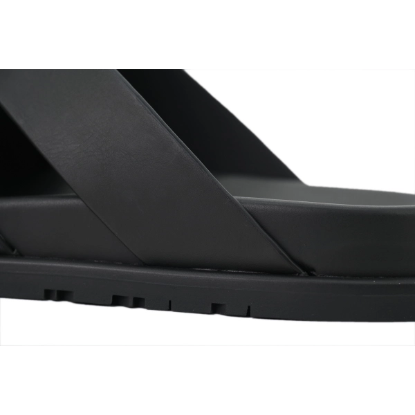 HERMES Black Cross Strap Slides
