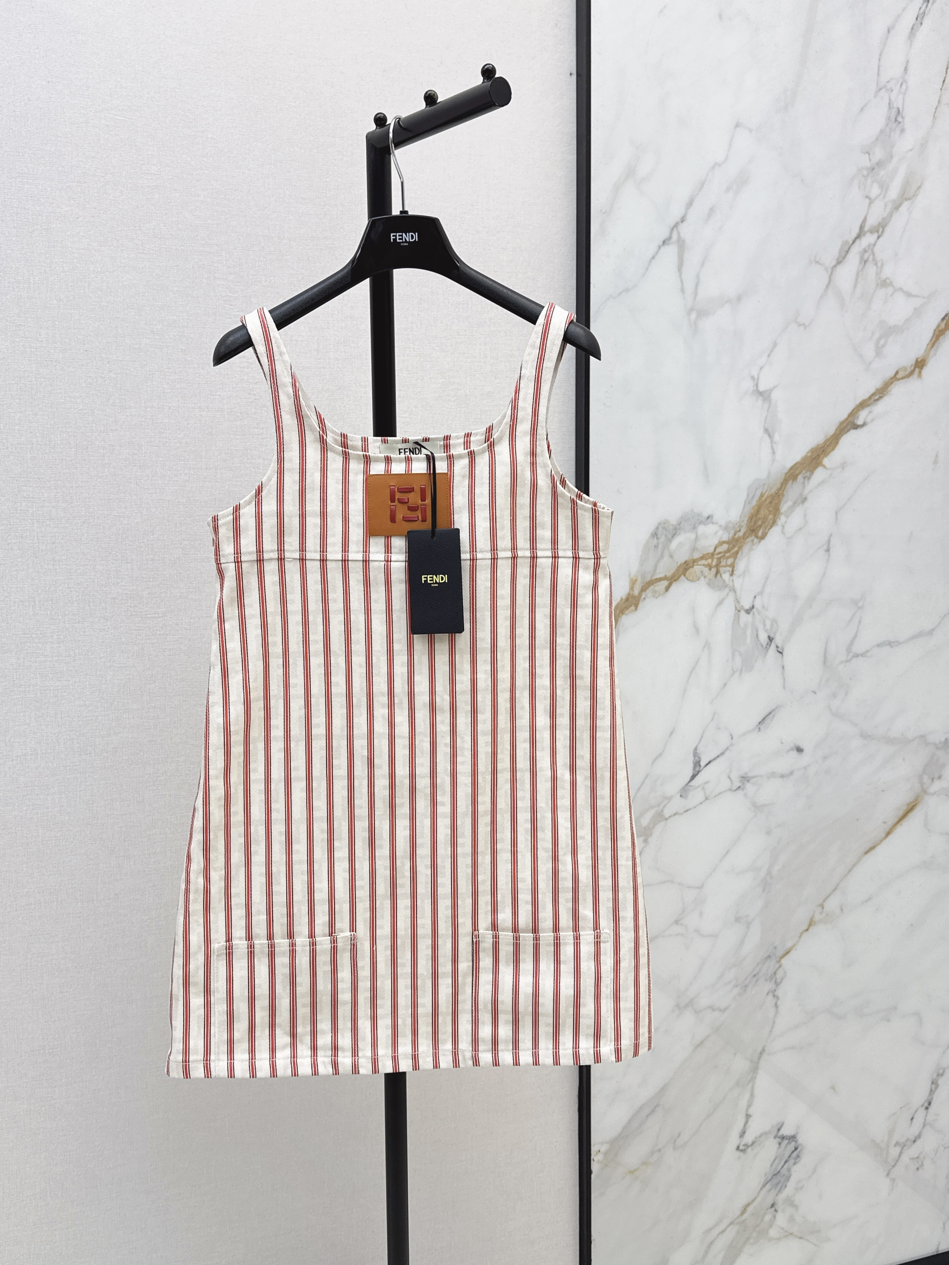 Fend New Striped Sleeveless Dress