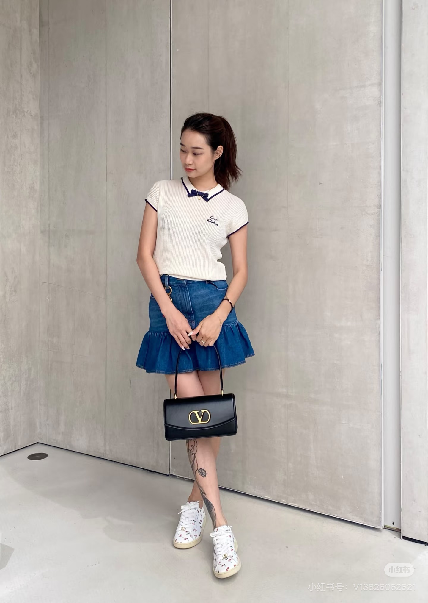 Saint New Bow Knot Knitted Short-Sleeve Sweater