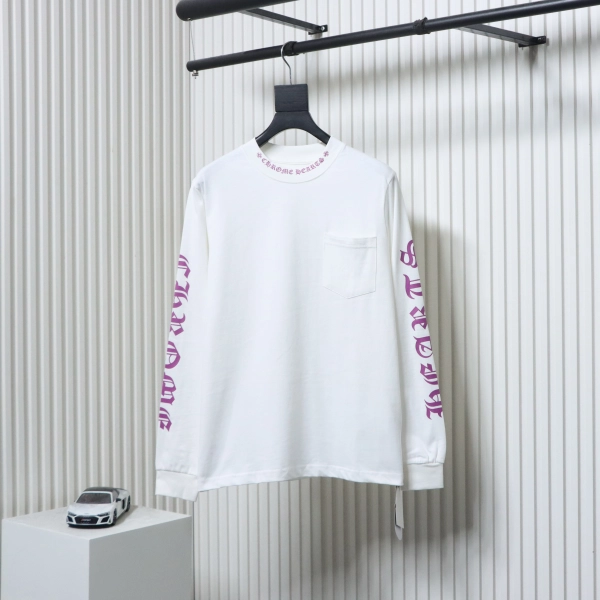 Chrome Hearts Purple Neck Logo Long Sleeve T-Shirt White